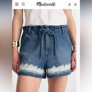 Madewell Mid-Blue Tie-Waist Dip-Dye Denim Shorts